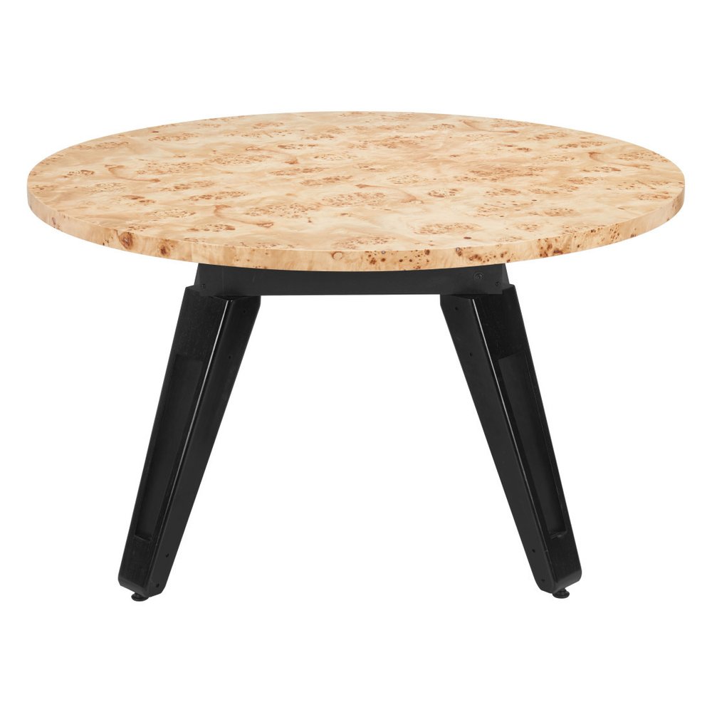 54" Natural Burl And Black Round Convertible Game Table HomeRoots