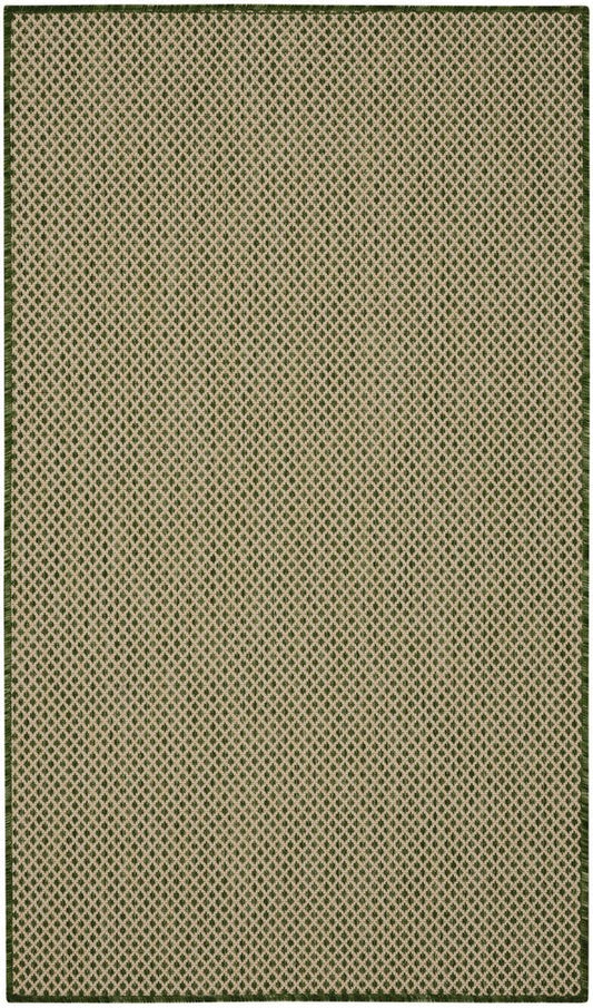 3' X 5' Green And Beige Geometric Indoor Outdoor Area Rug