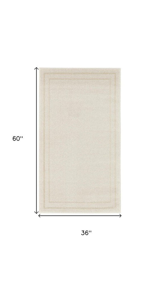 3' X 5' Ivory And Gold Indoor Outdoor Area Rug