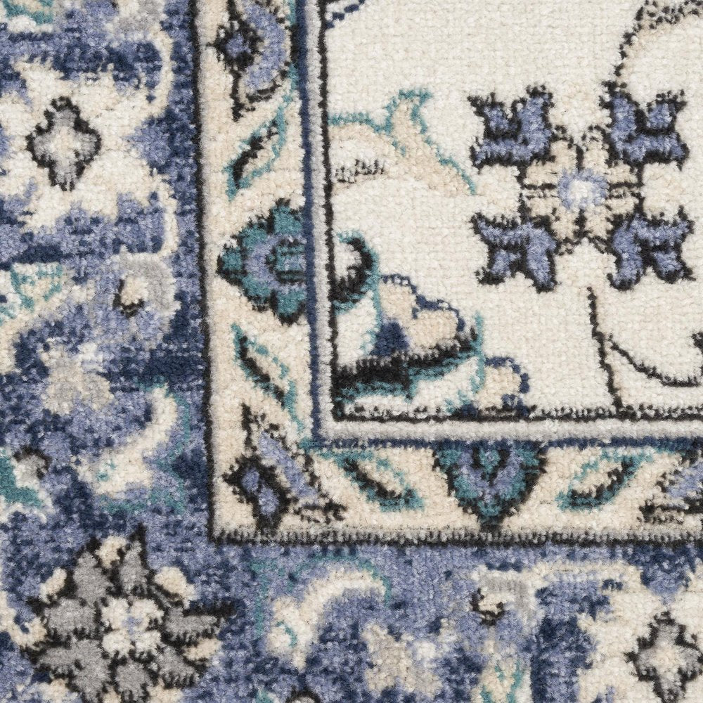 4' X 6' Ivory And Blue Floral Indoor Outdoor Area Rug HomeRoots
