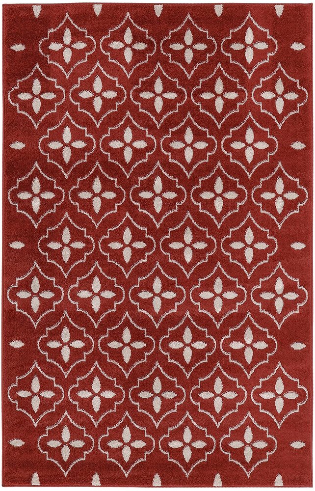 4' X 6' Brick Red And Ivory Geometric Indoor Outdoor Area Rug HomeRoots