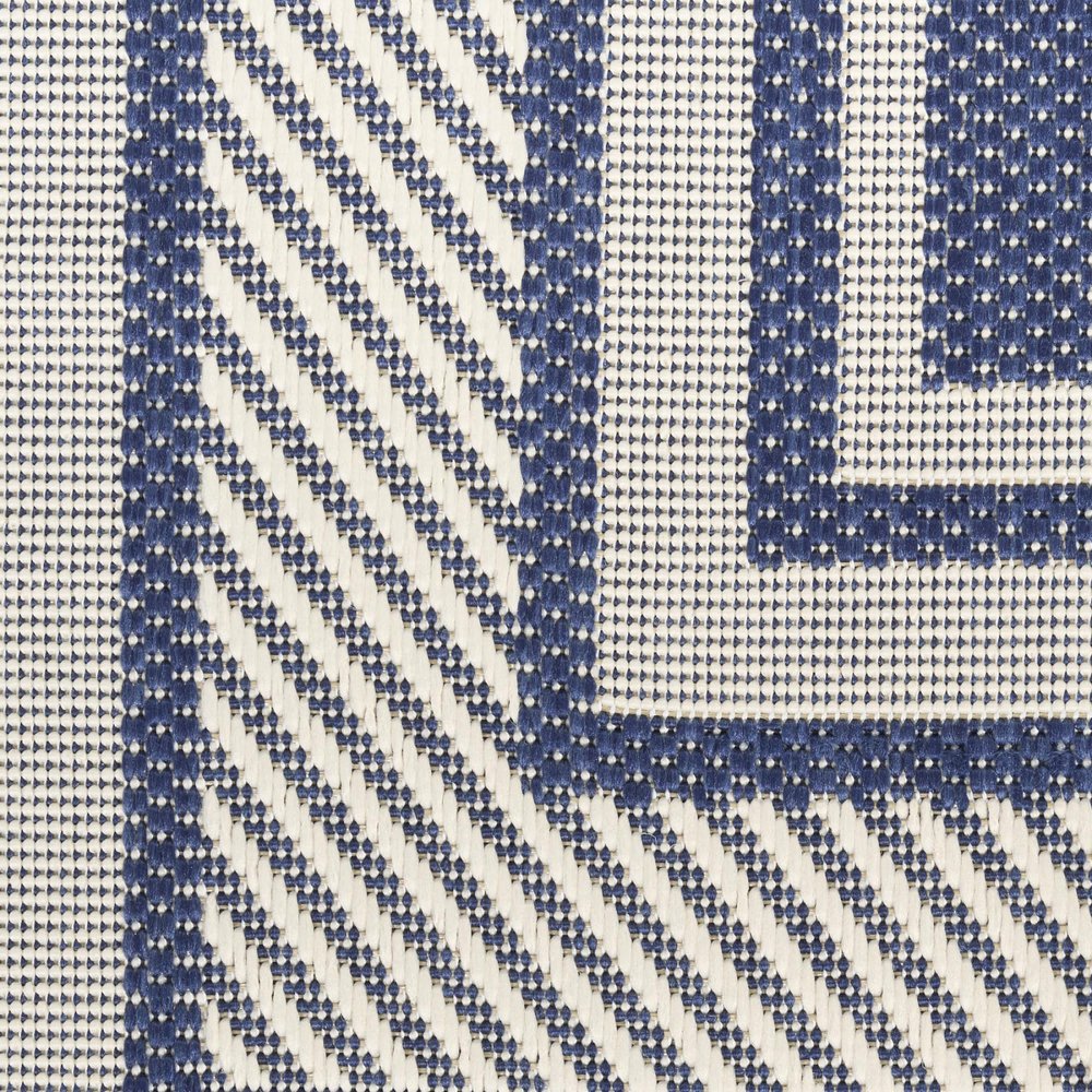 4' X 6' Navy Blue And Ivory Geometric Indoor Outdoor Area Rug HomeRoots