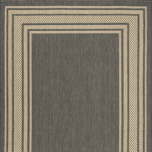 4' X 6' Charcoal Geometric Indoor Outdoor Area Rug