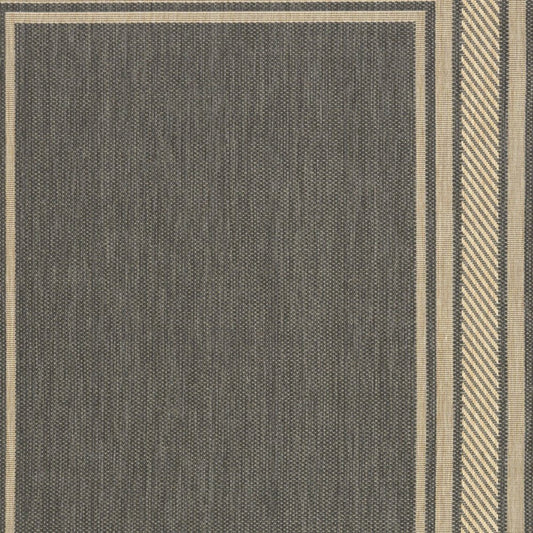 5' X 7' Charcoal Geometric Indoor Outdoor Area Rug