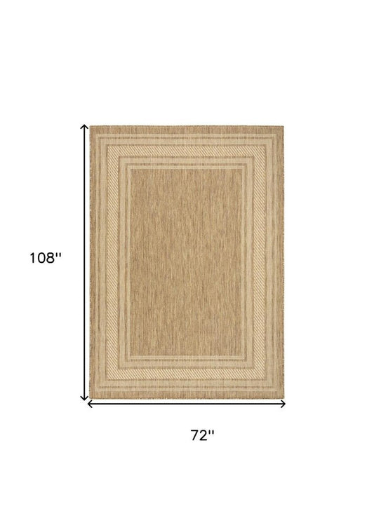 6' X 9' Natural Geometric Indoor Outdoor Area Rug