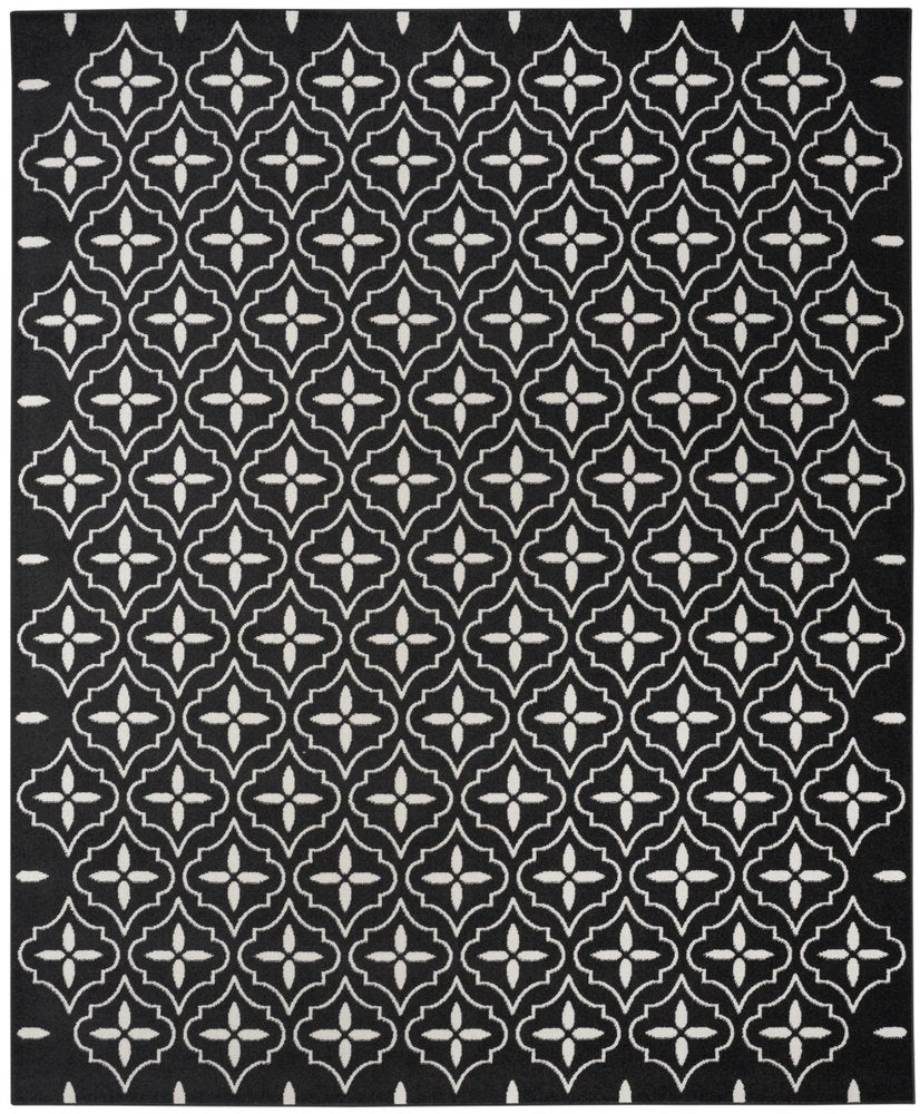 6' X 9' Black And Ivory Geometric Indoor Outdoor Area Rug HomeRoots