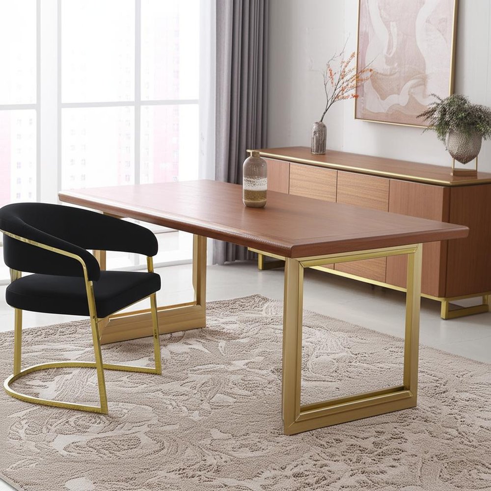 Black and Gold Upholstered Velvet Partially Open Back Dining Side Chair HomeRoots