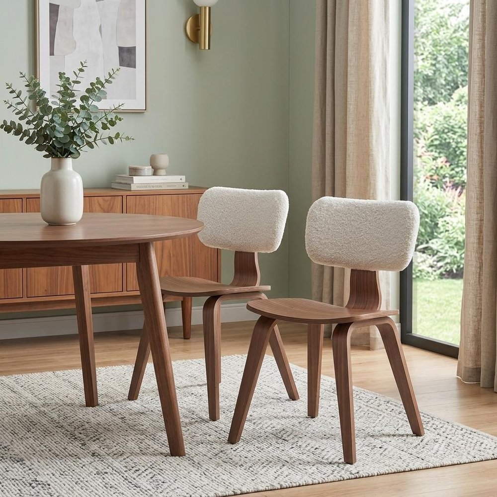 Set of Two Green and Brown Fabric Open Back Dining Side Chairs HomeRoots