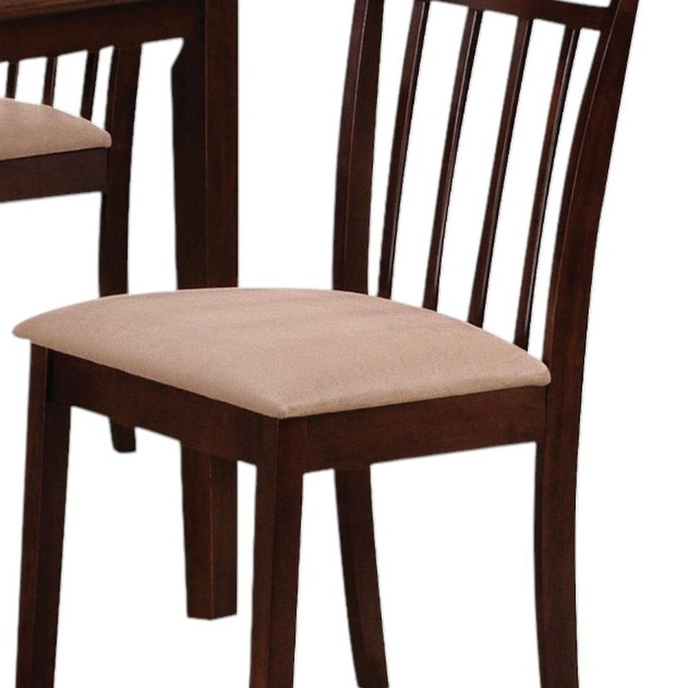 Five Piece Espresso Wood Dining Set with Four Chairs HomeRoots