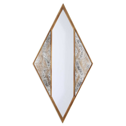 38" Brass And Silver Mixed Metal Diamond Accent Mirror HomeRoots
