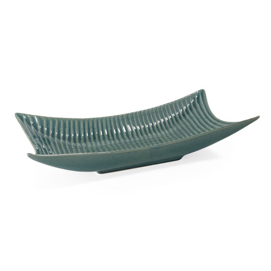 20" Teal Blue Ceramic Boat Vanity Tray HomeRoots