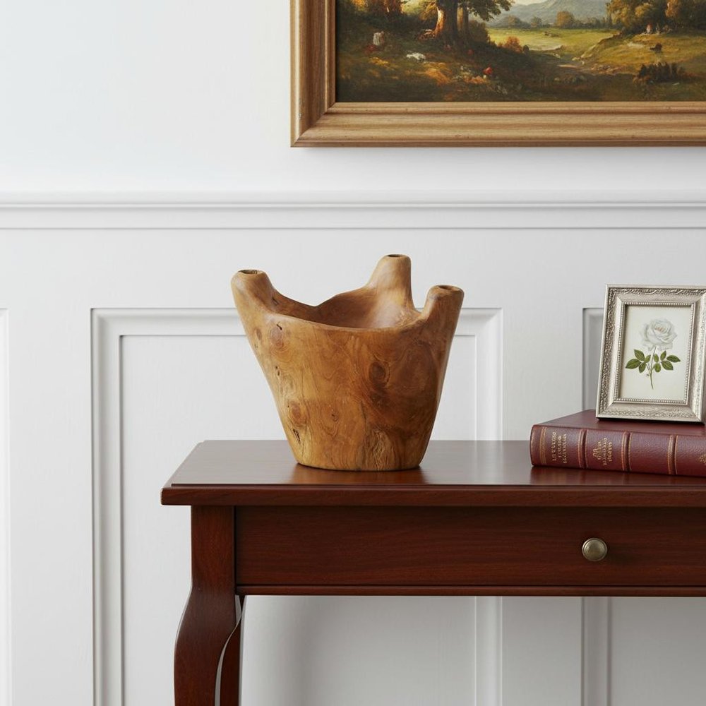 8" Natural Round Solid Wood Table Vase HomeRoots