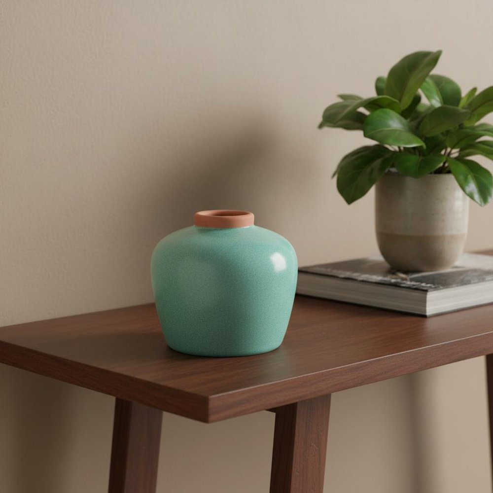 8" Blue And Brown Mottled Ceramic Round Table Vase HomeRoots
