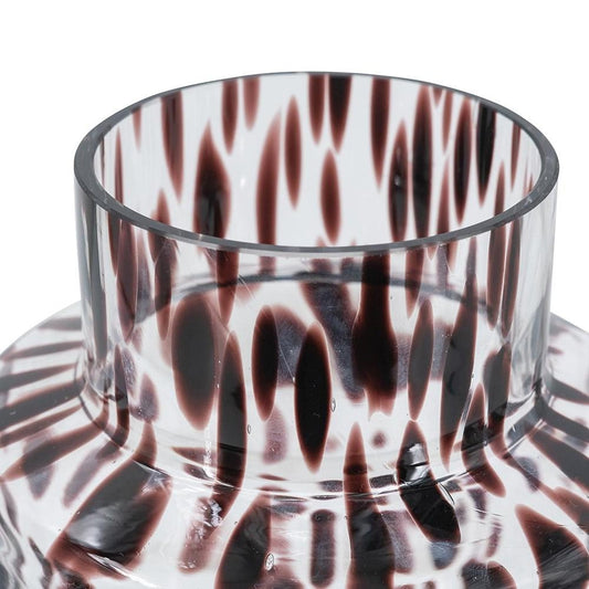 8" Amber And Clear Abstract Glass Cylinder Table Vase HomeRoots