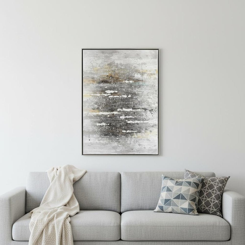 Feedback Hand Painted Silver Floater Frame Wall Art HomeRoots