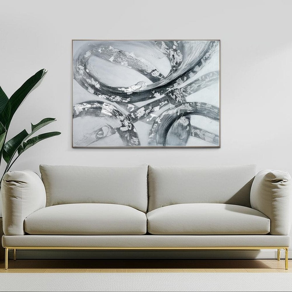 Caspian Hand Painted Silver Floater Frame Wall Art HomeRoots