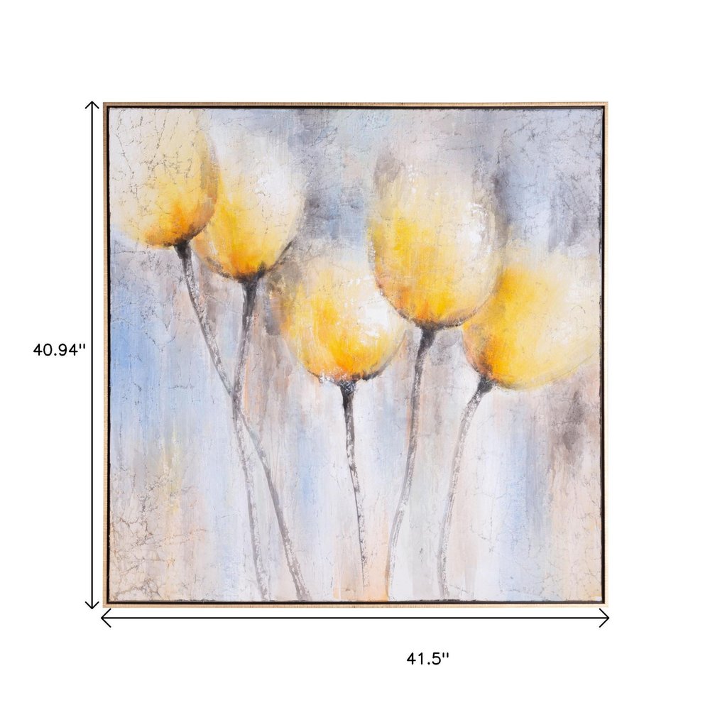 Sunny Blooms Hand Painted Gold Floater Frame Wall Art HomeRoots