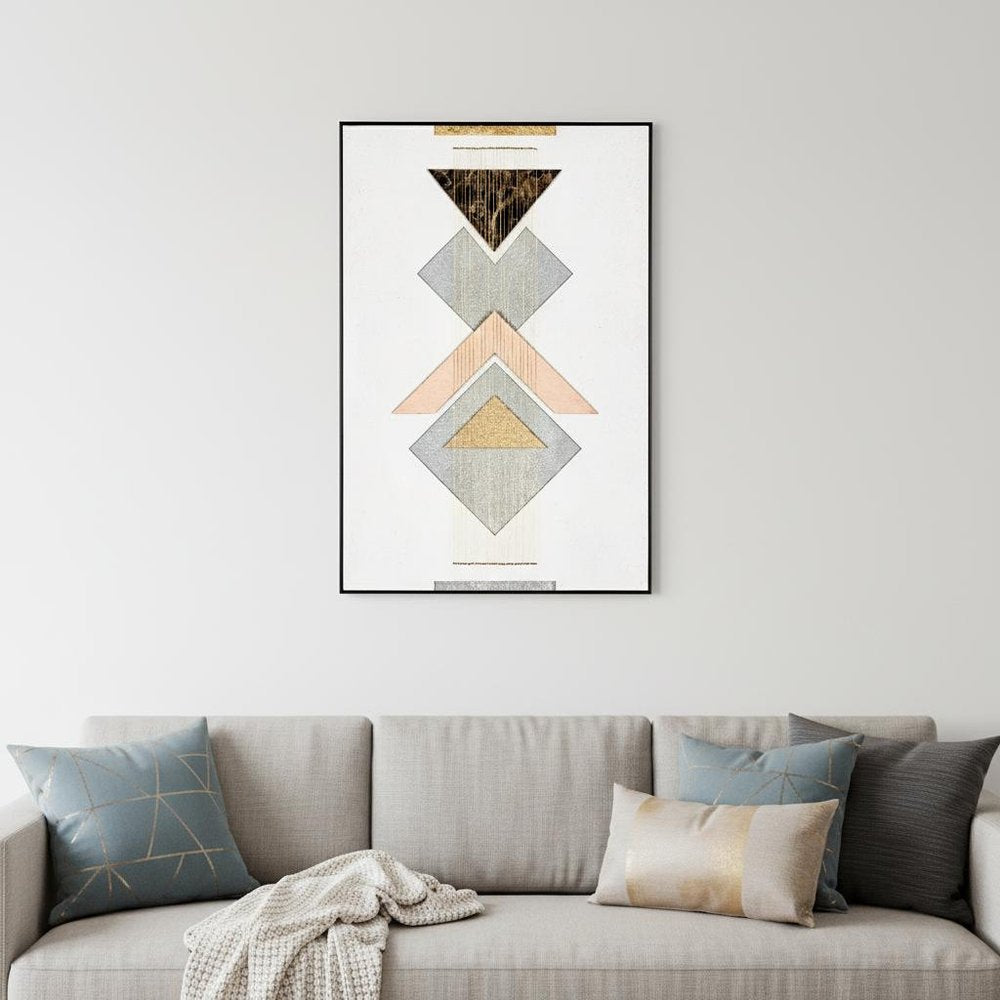 Gray Mod Geometric Black Shadowbox Frame Textual Art Wall Art HomeRoots