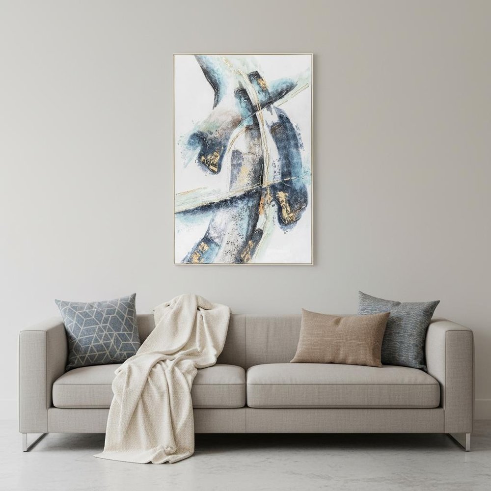 Traverse Hand Painted Silver Floater Frame Wall Art HomeRoots