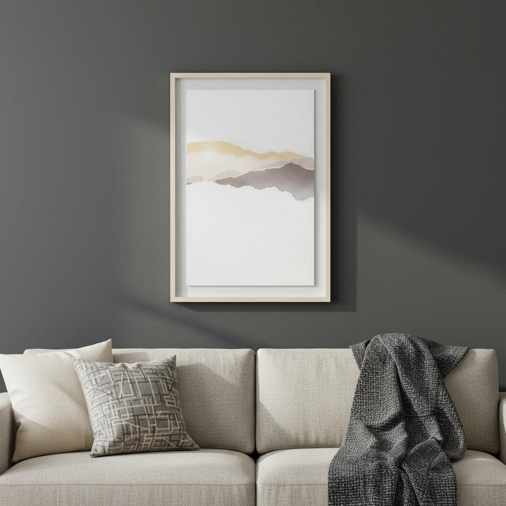 Veiled Vista I Light Brown Shadowbox Minimalistic Wall Art HomeRoots