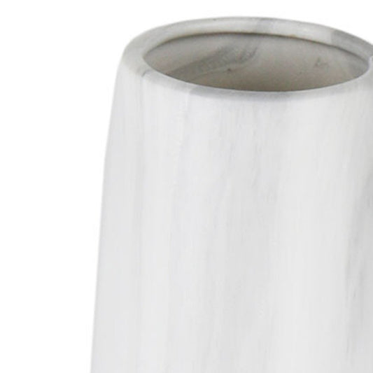32" White Faceted Geometric Tapered Ceramic Floor Vase HomeRoots