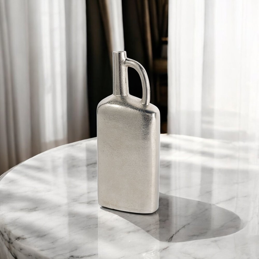 14" Silver Aluminum Jug Table Vase HomeRoots
