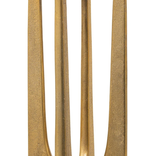 16" Gold Distressed Aluminum Geometric Tabletop Pillar Candle Holder HomeRoots