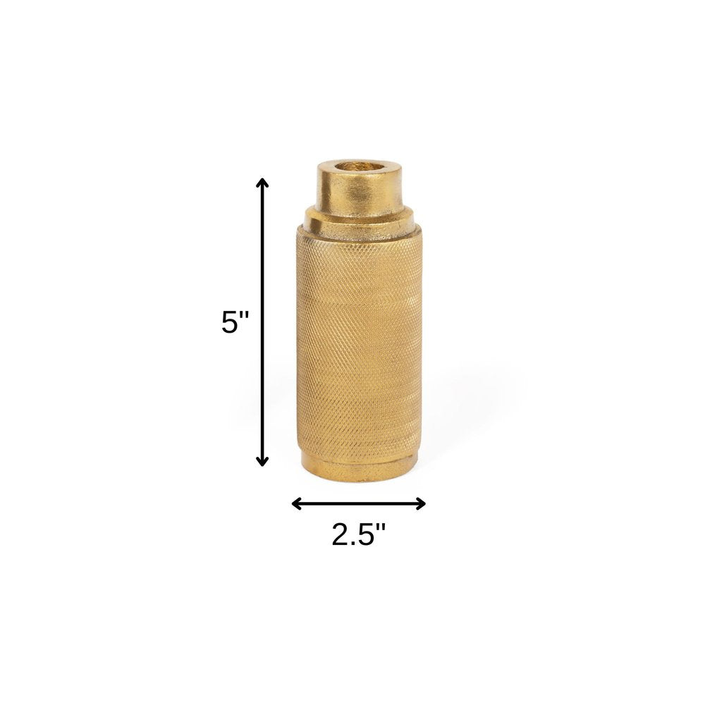 5" Gold Distressed Aluminum Tabletop Taper Candle Holder HomeRoots
