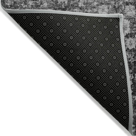 3' X 5' Gray Charcoal And Silver Oriental Washable Indoor Outdoor Area Rug