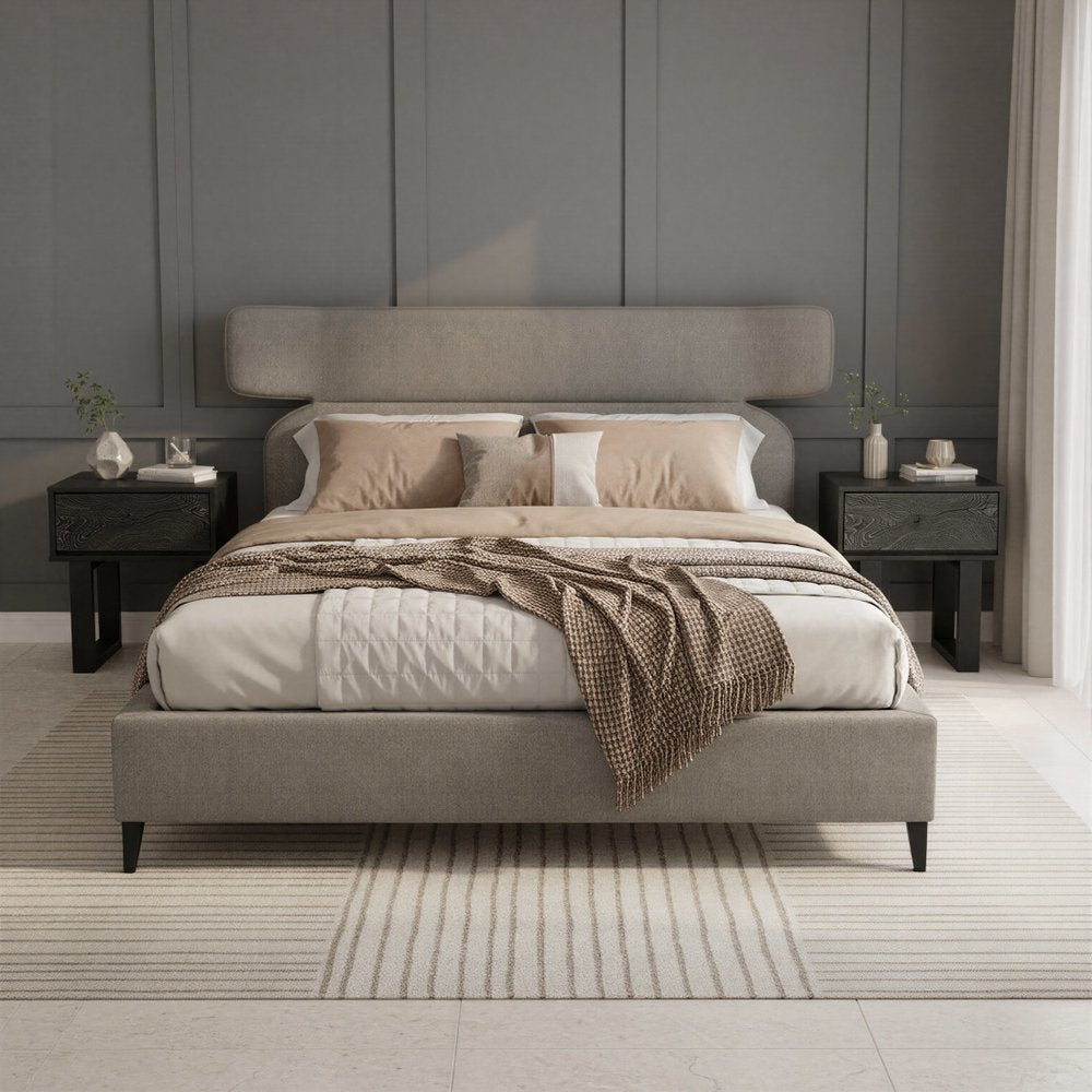 Brown Solid Wood And Upholstery King Bed Frame HomeRoots
