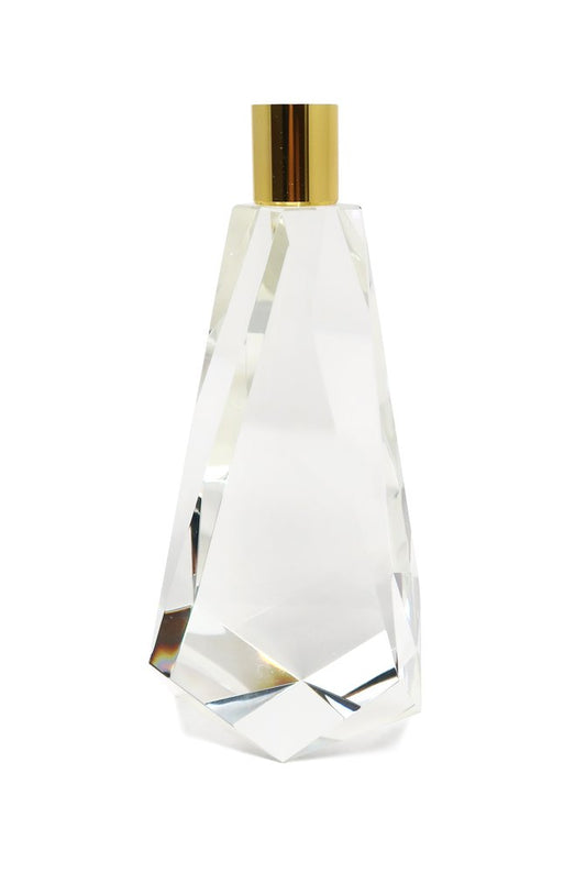 8" Clear And Gold Geo Faceted Crystal Tabletop Taper Candlestick HomeRoots