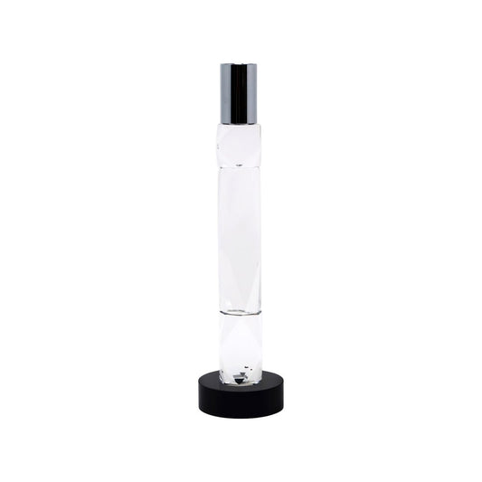 10" Silver Clear And Black Faceted Crystal Tabletop Taper Candlestick HomeRoots
