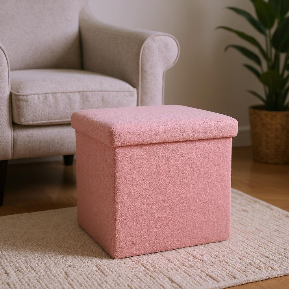 12" Black Boucle Cube Storage Ottoman HomeRoots