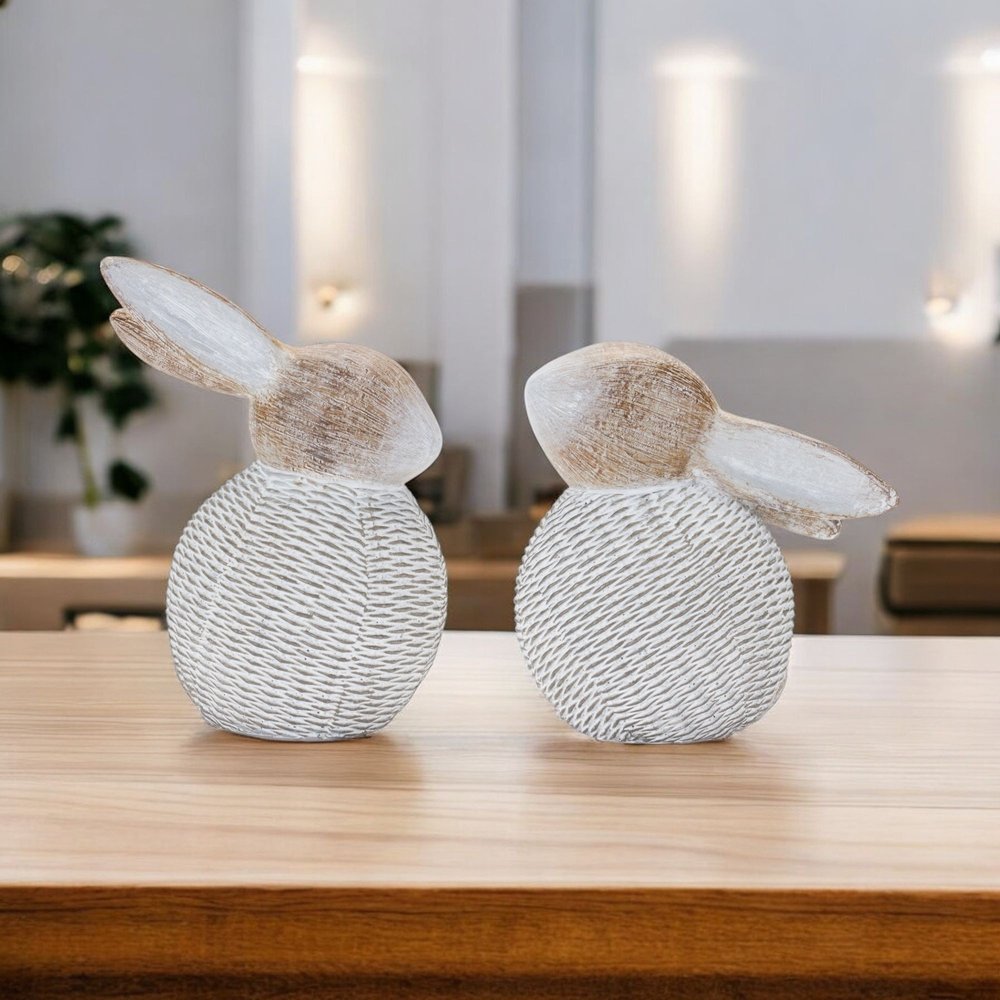 Set of Two White Resin Figurine Tabletop Sculpture HomeRoots