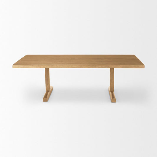 55" Natural Solid Wood Double Pedestal Coffee Table HomeRoots