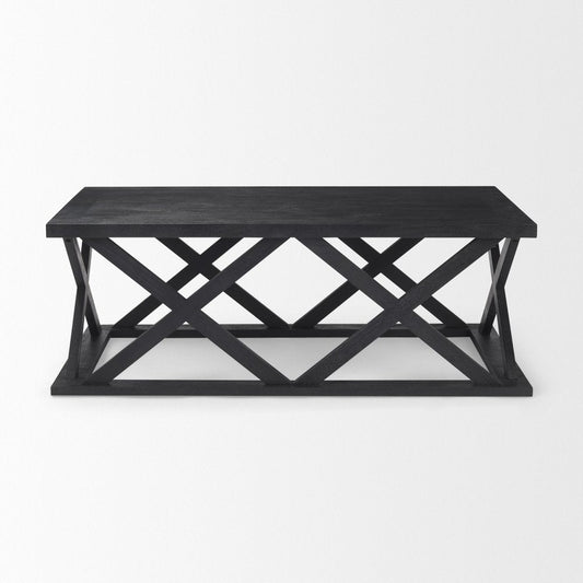 48" Black Solid Wood Geo Frame Coffee Table HomeRoots