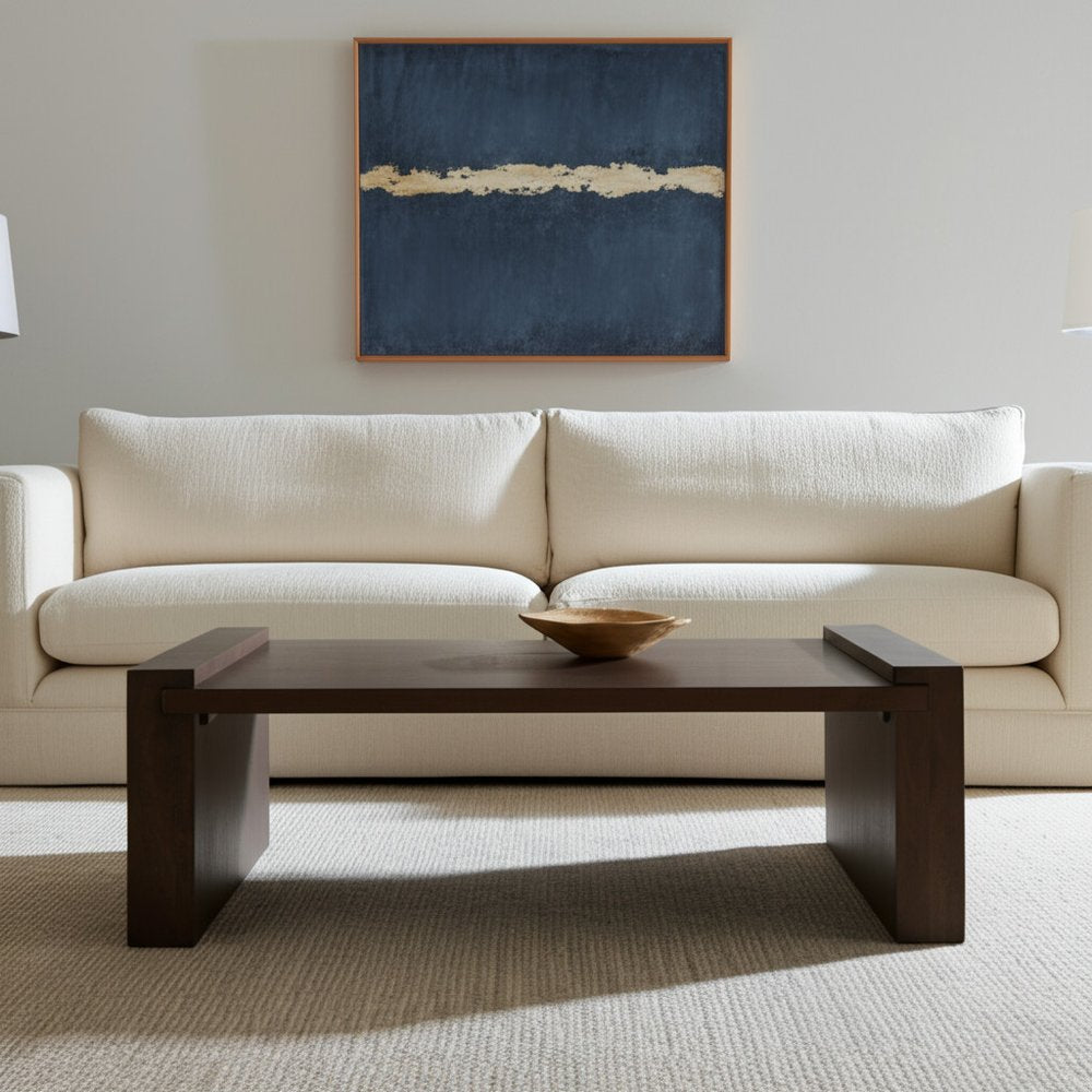 48" Dark Brown Solid Wood Sled Coffee Table HomeRoots