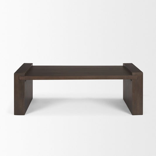 48" Dark Brown Solid Wood Sled Coffee Table