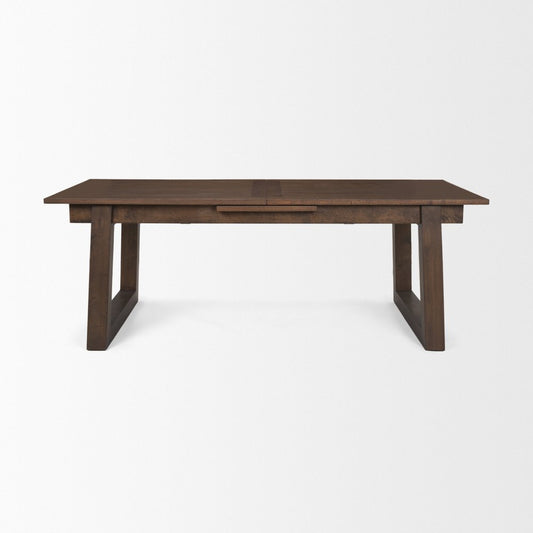 106" Dark Brown Solid Wood Self-Storing Leaf Sled Base Extendable Dining Table HomeRoots