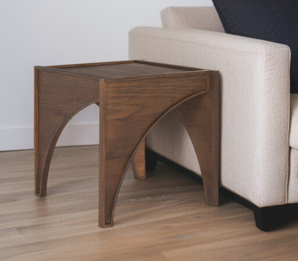 24" Brown Wood Modern Arched Square End Table HomeRoots