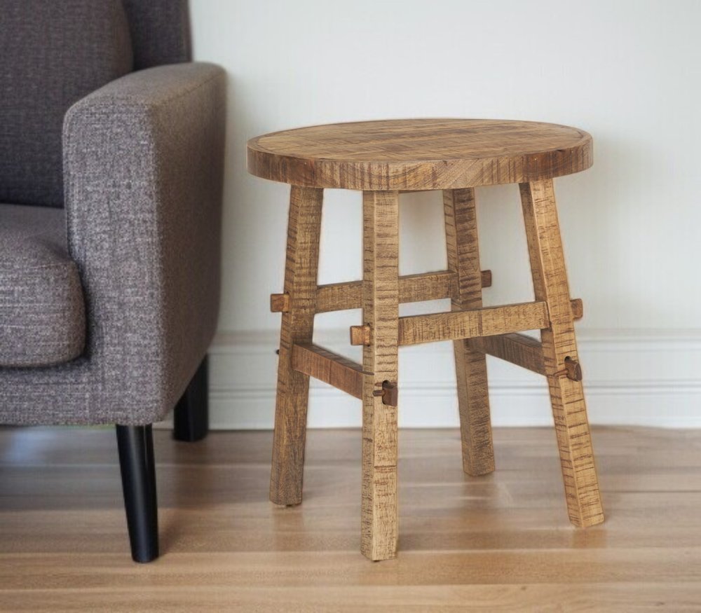 23" Brown Distressed Solid Wood End Table HomeRoots