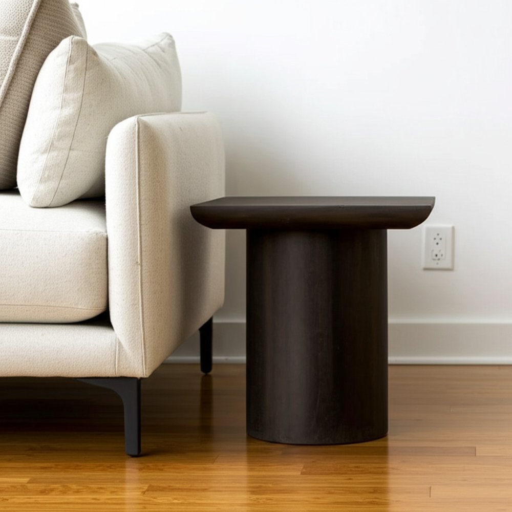 24" Dark Brown Distressed Solid Wood Square Pedestal End Table HomeRoots