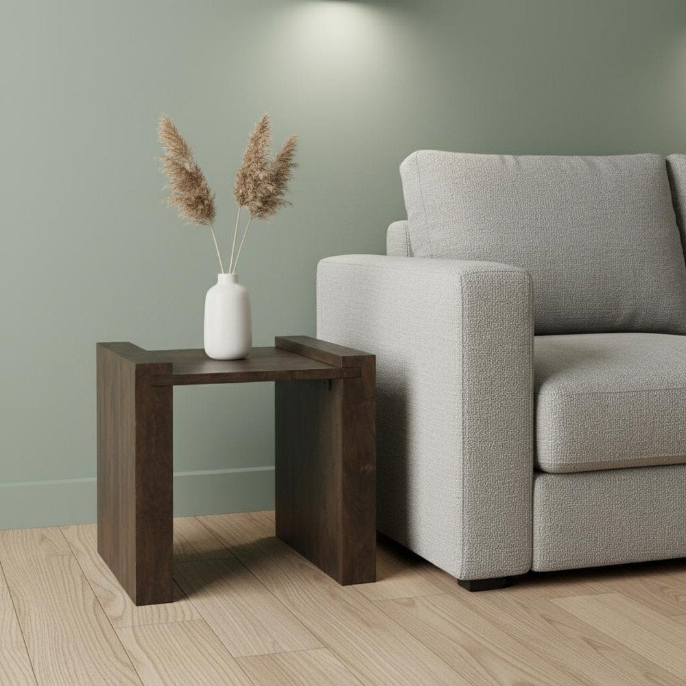 22" Espresso and Brown Solid Wood and Wood Tray Table HomeRoots