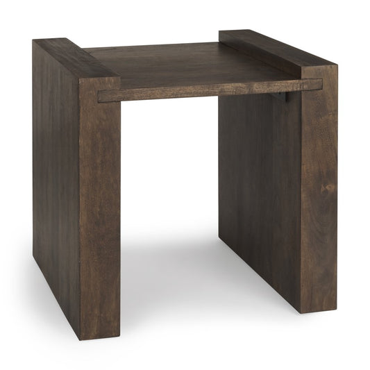 22" Dark Brown Distressed Solid Wood Frame End Table