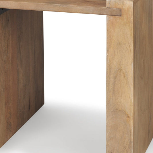 23" Natural Distressed Solid Wood Frame End Table