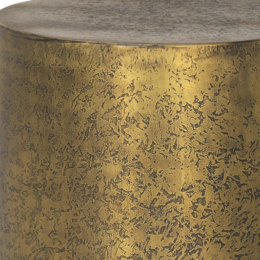 18" Gold Distressed Aluminum Round End Table
