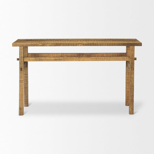 54" Brown Solid Wood Distressed Console Table