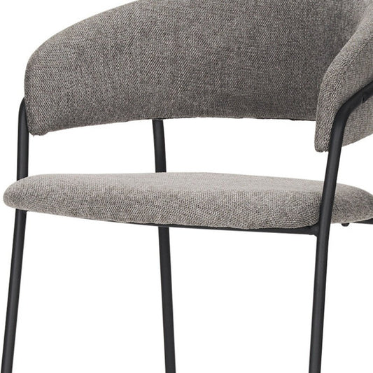 26" Gray And Black Fabric And Metal Counter Height Bar Chair HomeRoots