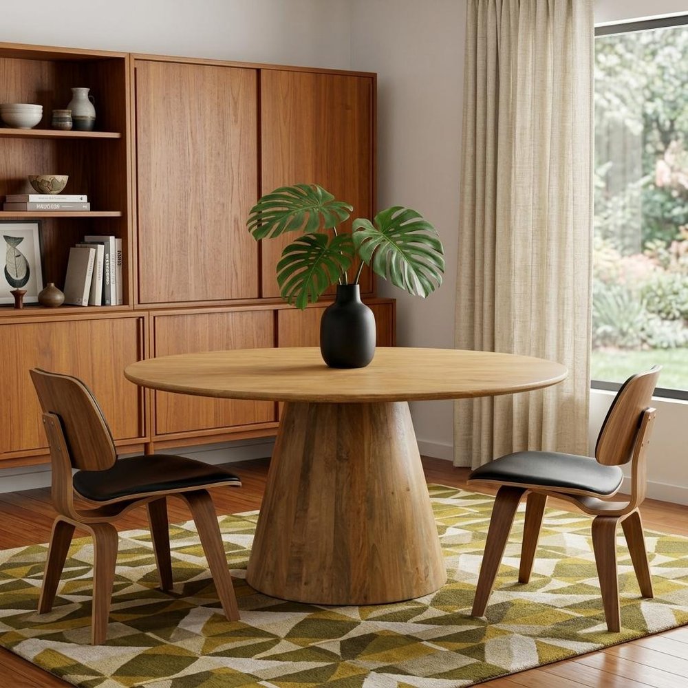 72" Natural Solid Wood Pedestal Base Round Top Dining Table HomeRoots