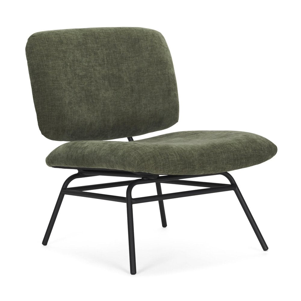 30" Green and Black Chenille and Metal Slipper Chair HomeRoots